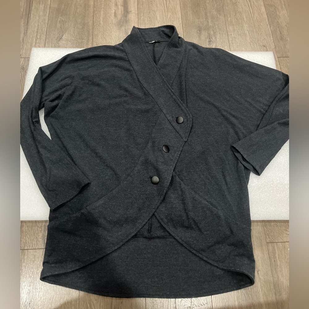 [S] Miik Bamboo Blend Soft Stretch Blazer Wrap Cardigan Curved Hem